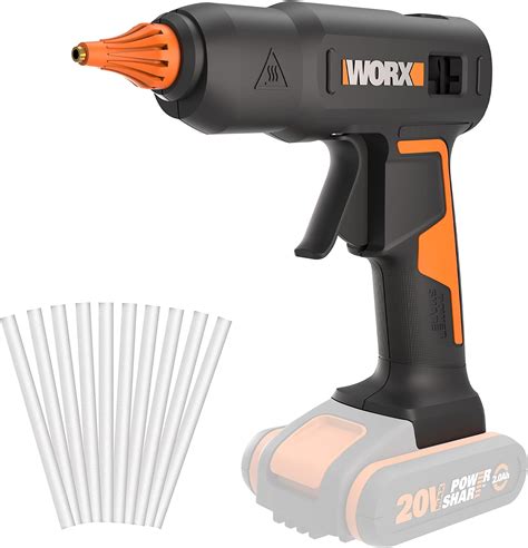 WORX 18V(20V MAX) Cordless Hot Glue Gun WX045.9, 60W, MAX 200℃, Ideal ...