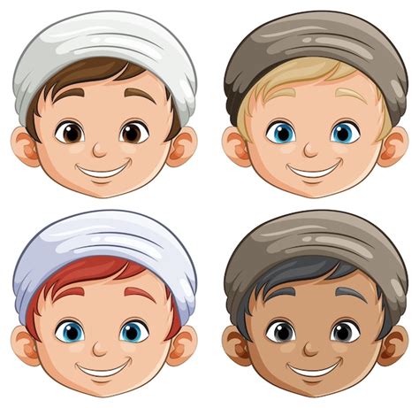 Diverse group of happy cartoon boys | Premium Vector