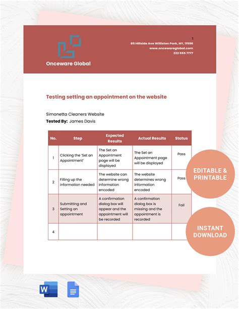 Editable Test Case Templates in Word to Download