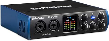 PreSonus Studio 24c 2x2, 192 kHz, USB-C Audio Interface, 2 Mic Pres-2 ...