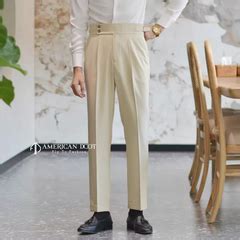 Beige Signature Double Button Gurkha Pant By American Dcot