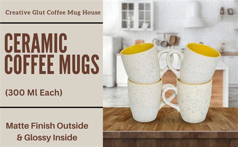 Buy Creative Glut Stylish Ceramic Coffee Mugs Handmade Crafted White ...