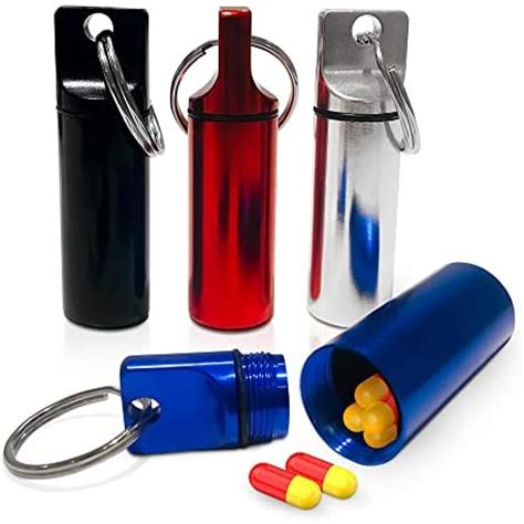 Keychain Pill Holder, Pack of 4, Pocket/Purse Pill Case