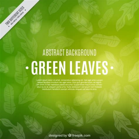 Green abstract background with hand drawn leaves | Free Vector