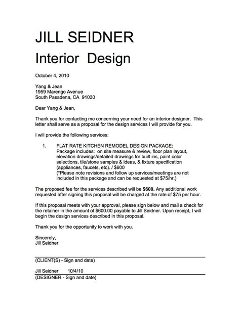 Interior Design Fee Proposal Template