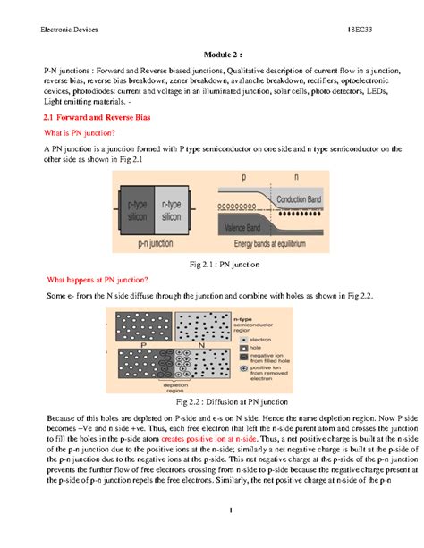 Module 02 - Text book - Module 2 : P-N junctions : Forward and Reverse ...