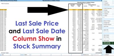 TDL Source Code of Last Sale Price and Last Sale Date Column Show in ...
