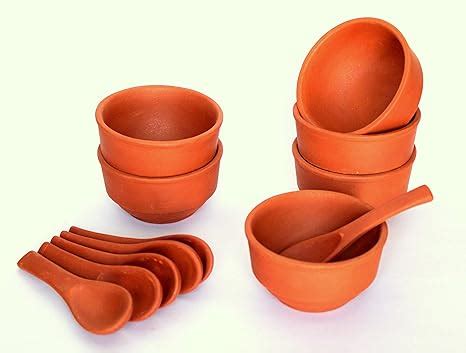 KLEO - Clay Re-usable Bowl Brown Soup Bowls - Set of 12 (6 Bowls & 6 ...