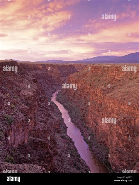 Rio Grande Gorge at sunset from the bridge Taos County New Mexico USA ...