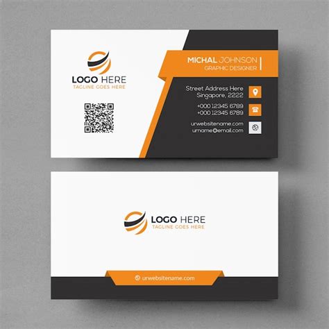 Business card mockup with orange elements | Premium PSD