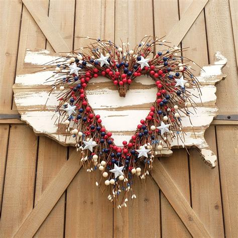 Buy Idyllic Heart-Shaped Wreath with Red Blue Berry and White Star ...