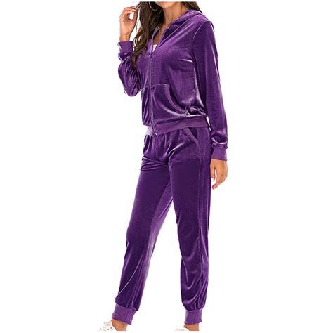 AherBiu Velour Sweatsuits Sets for Women 2 Piece Outfit Long Sleeve ...