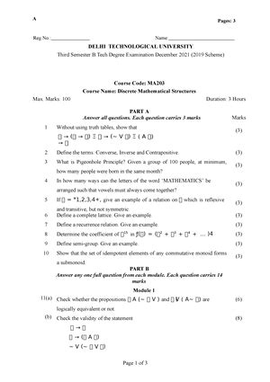 MC201 endsem 2014 - Question on DM - Discrete Mathematics - Studocu