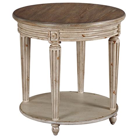 American Drew SOUTHBURY Round End Table with Distressed Finish | Mueller Furniture | End Tables