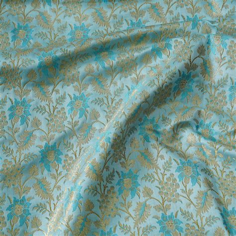Banarasi Brocade Royal Pastel Blue With All Over Flower Pattern Woven ...