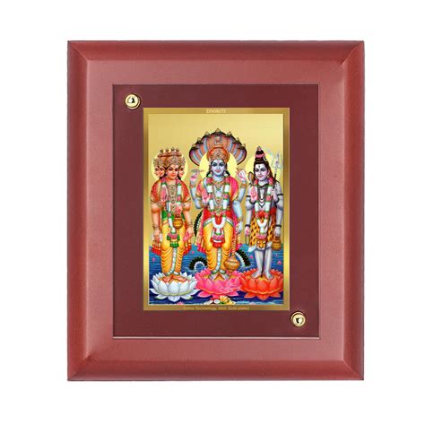 Diviniti 24K Gold Plated Brahma Vishnu Mahesh Photo Frame For Home Wal ...
