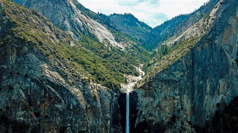 El Capitan and Yosemite National Park Valley aerial view with Falls ...