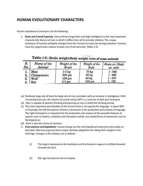 Human evolutionary characters - HUMAN EVOLUTIONARY CHARACTERS Human ...