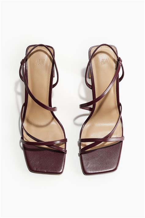 Block-heeled sandals - Burgundy - Ladies | H&M IN