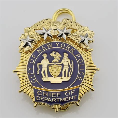 NY New York Police Badge Replica Movie Props 1/2/3/4/5 Star (Optional ...