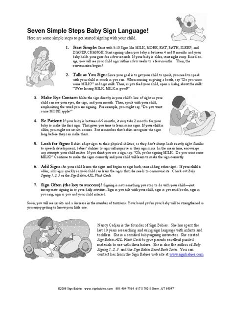 Baby Hand Sign Language Chart | PDF