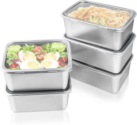 Amazon.com: POVOND 5pcs Stainless Steel Food Containers with Lids ...