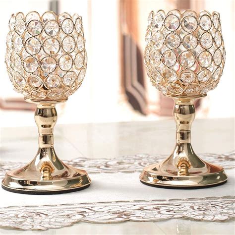 Buy Urban Hamlet Metal & Crystal Tea Light Candle Holder Stand ...
