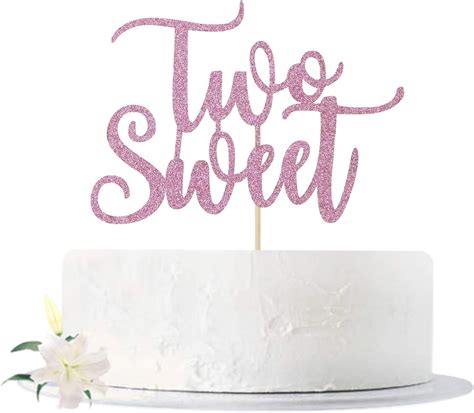 Pink Glitter Two Sweet Cake topper for Cute Baby | Ubuy India