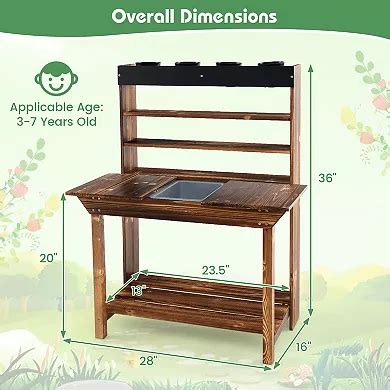 Wooden Potting Bench Outdoor Mud Kitchen for Kids with Fir Wood Frame