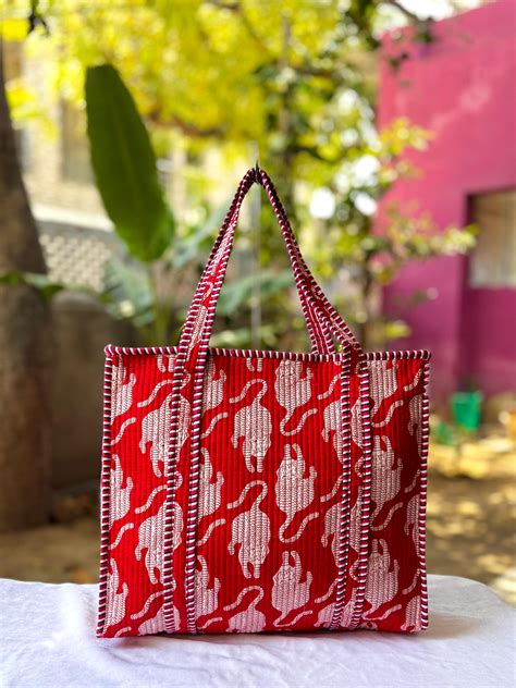 Rang - Sanganer Print Cotton Tote Bag - 18 x 18 inches