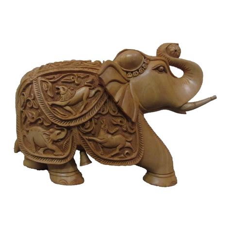 "Elephant With Trunk Up": Brown Craft (6) by Ecraft India – ArtZolo.com