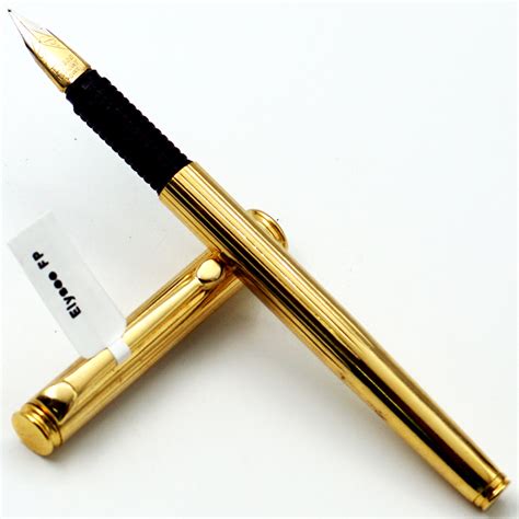 Elysee Golden Color Striped Body With Golden Clip Fine Nib Eye Dropper ...
