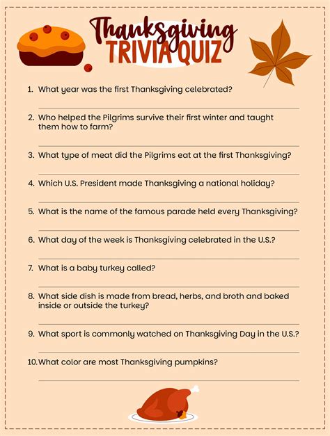 Printable Thanksgiving Trivia Questions And Answers