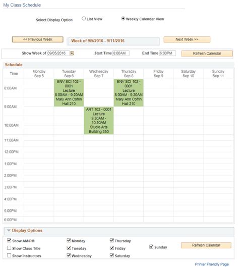 Print your class schedule - Records Enrollment - Students - Help - SIS