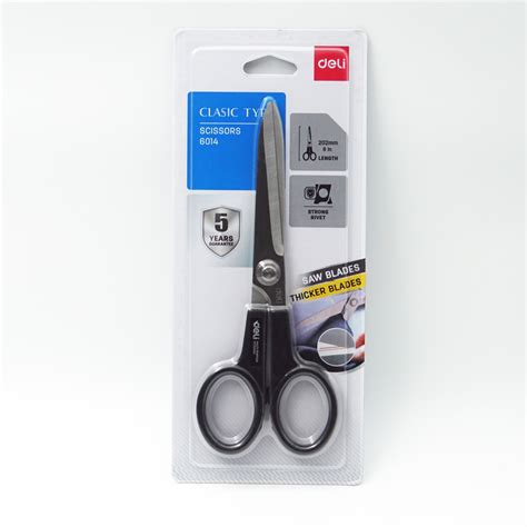 Deli 6014 202mm Clasic Types strong Rivet Black Color Scissors SKU 96657