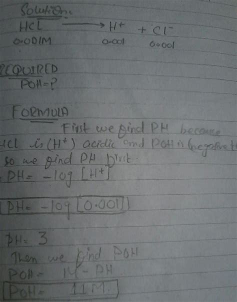 calculate the poh of 0.001M hcl solution - Brainly.in