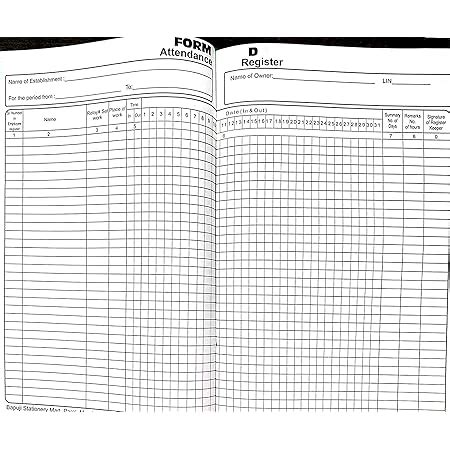 LRS Form D - Attendance Register- in and Out - Under Ease of Compliance ...