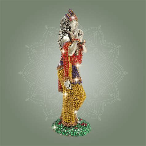 Krishna Brass Idol with Stone Work for Home Decor & Gifting