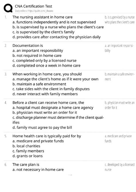 CNA Certification Test / Practice Exam & Study Guide / 2025 Update ...