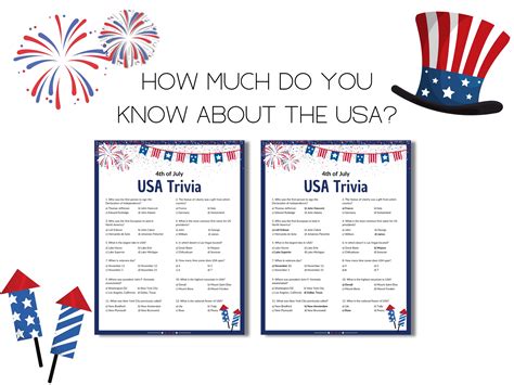 Fourth of July Trivia Quiz Printable Game, 4th of July Game ...