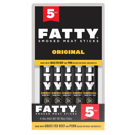 Fatty Original Meat Sticks, 10oz 5 Pack, Sweetwood Co., Low Sugar ...
