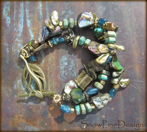 Of the Sea Paua Keshi Pearl Apatite Turquoise Brass Multi | Etsy ...