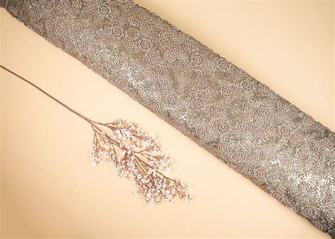 Gold Imported Net Fabric With All Over Bead, Sequins And Thread Work W