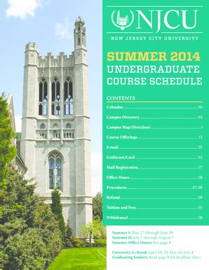 Fillable Online SUMMER 2014 UNDERGRADUATE COURSE SCHEDULE Fax Email ...