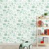 Animals Alphabet Design Wallpaper Roll in Green Color | Life n Colors