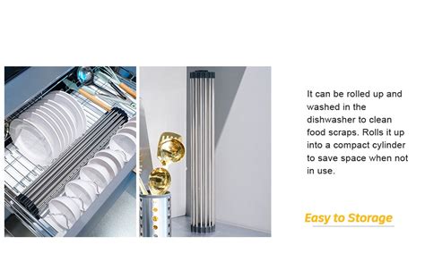 G-TING Multipurpose Foldable Over Sink Roll Up Mat Stainless Steel with ...