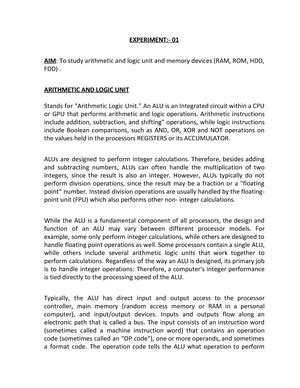 4 bit ALU - 4-BIT ALU - Title:- 4 BIT ARITHMETIC AND LOGICAL UNIT ...