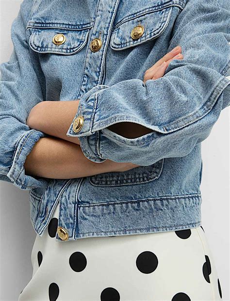 Buy Denim Collarless Short Jacket at Marks & Spencer