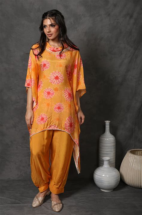 MASAKALI- Mikado Yellow Two Piece Kaftan Set - Ishnya