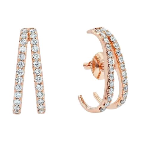 Diamond Stud Chevron Huggies Studs in 14k Solid Gold For Sale at 1stDibs